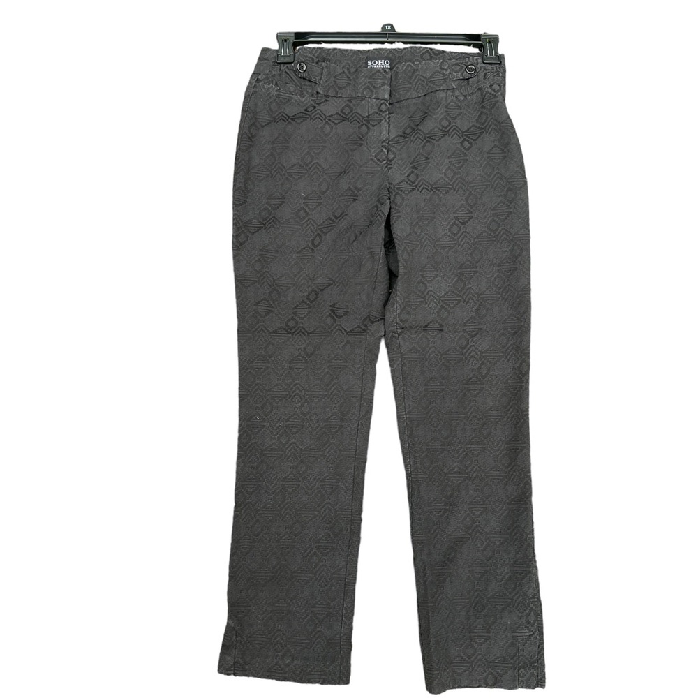 Womens Black Geometric Design Pattern Trouser Pan… - image 1